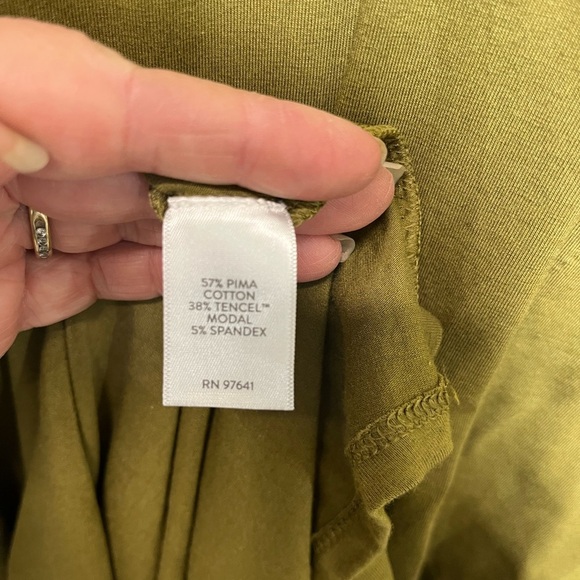 J. Jill Olive T Shirt Dress Maxi Length Pima Cotton Pockets V Neck Spring Size L - Picture 7 of 7